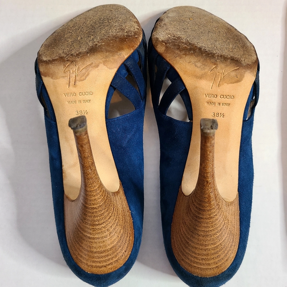 Giuseppe Zanotti Blue Suede Heels - Picture 7 of 15